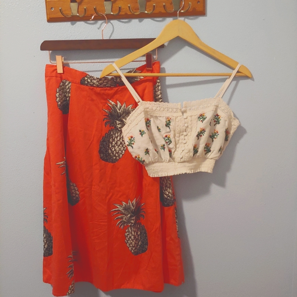 Cottagecore Tropical Top and Pineapple Skirt